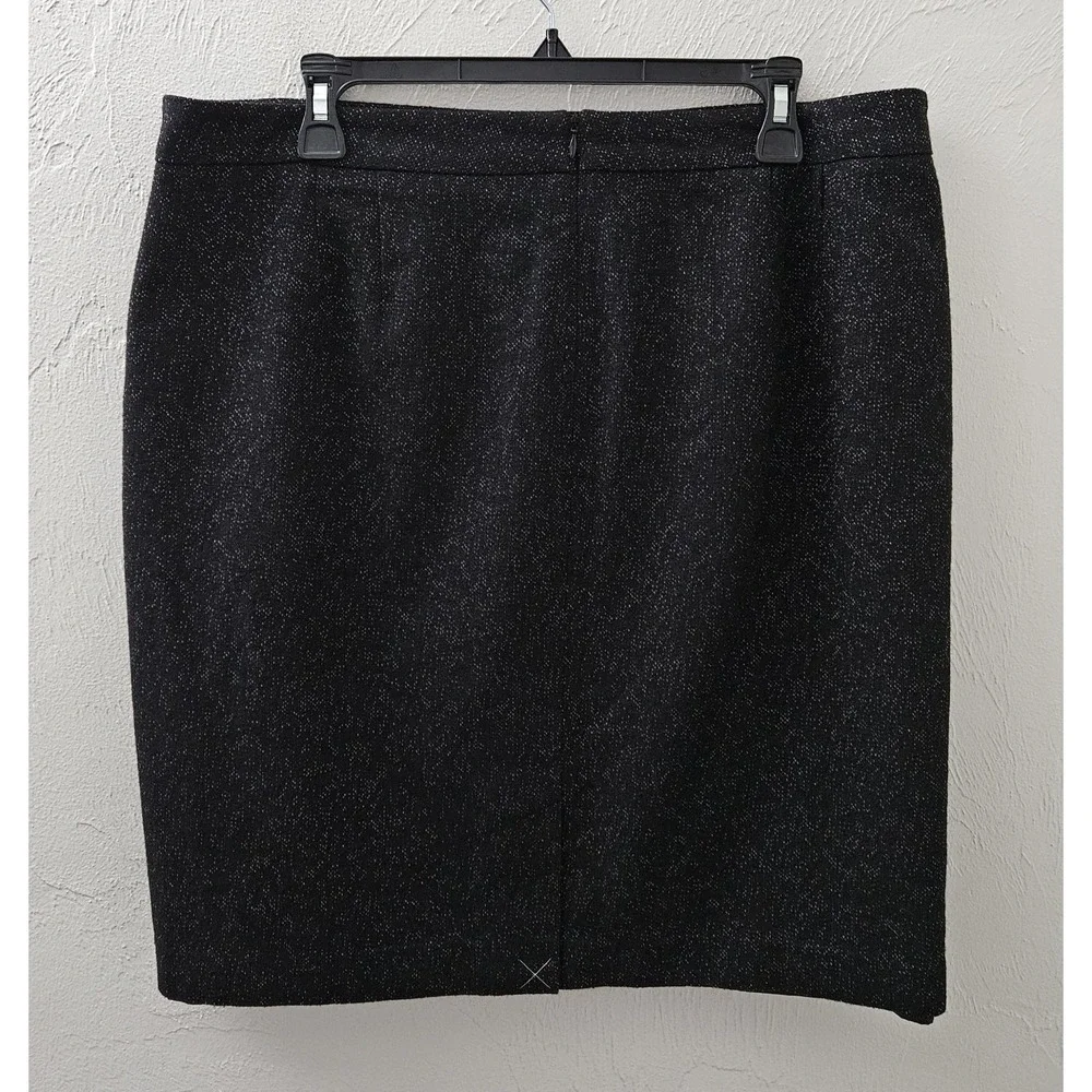 Ann Taylor Women's Black With White‎ Dots Pencil Skirt Size 16 Career Work Lined
